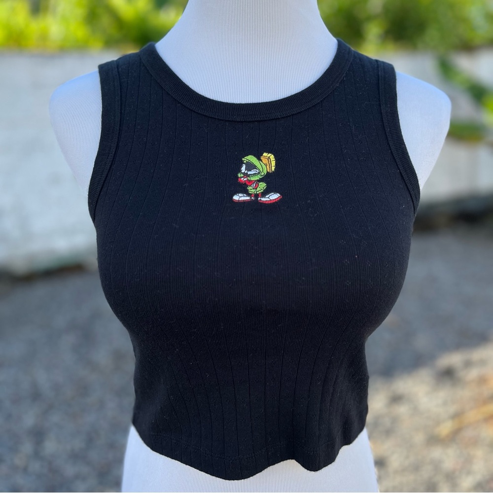 NWOT Teddy Fresh X Looney Tunes Black Marvin the Martian Crop Top